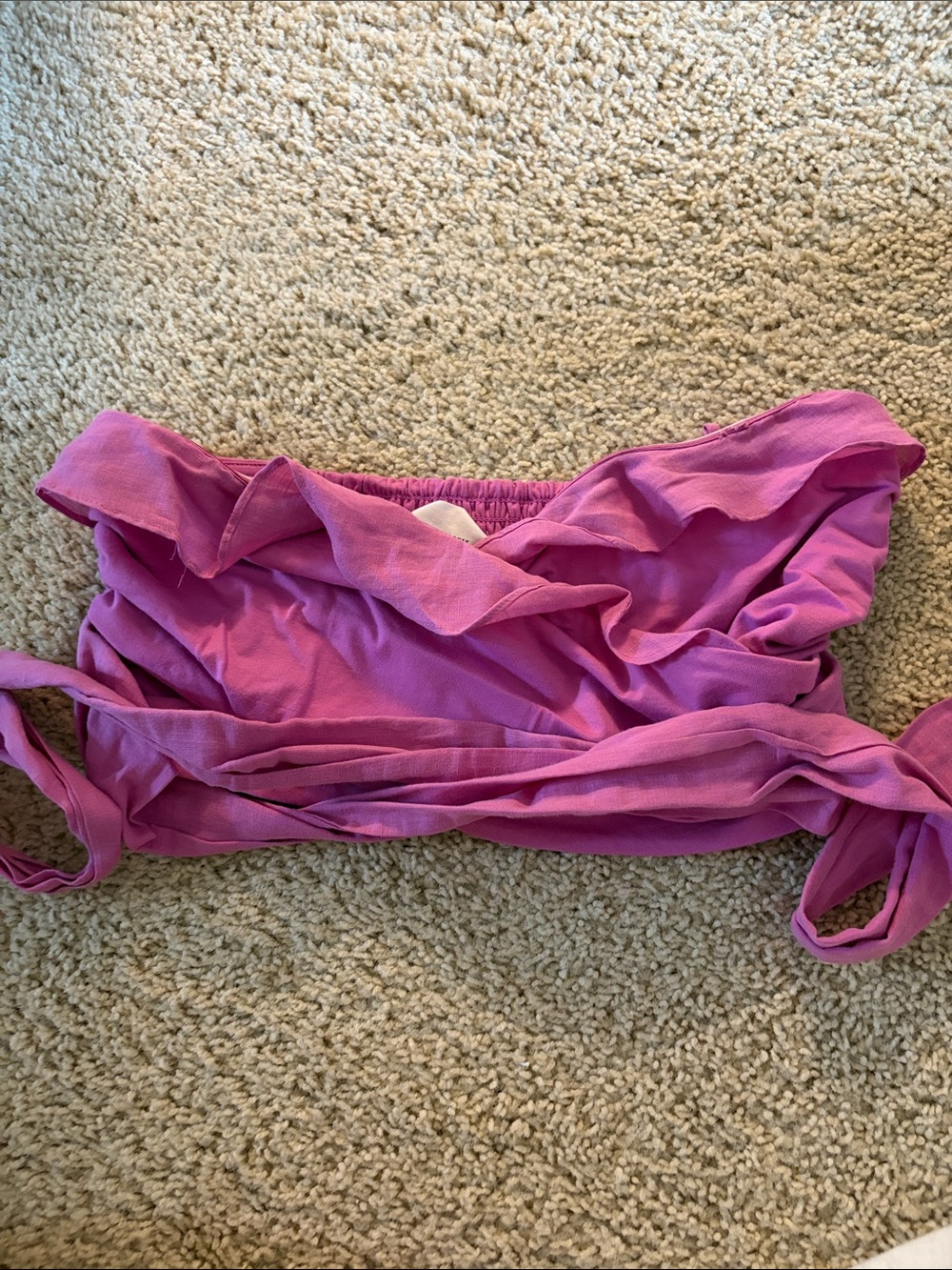 Anthropologie Pink Ruffle Wrap Top - Picture 3 of 4